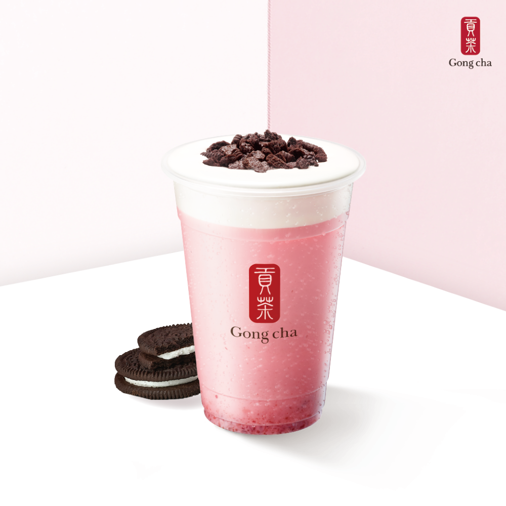 OREO 奶蓋草莓奶綠／草莓甜心系列飲品／貢茶／台灣