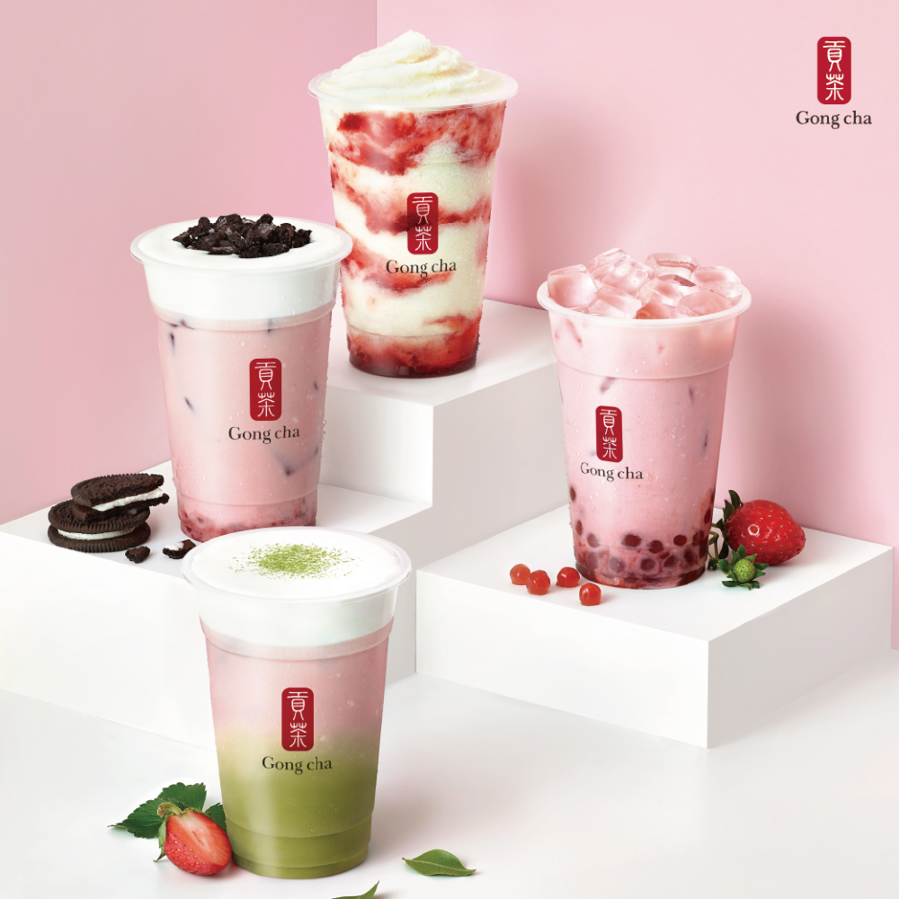 貢茶風靡韓國四款草莓飲品「草莓甜心」強勢登台，粉紅浪漫來襲！和你一起重溫初戀莓好時光