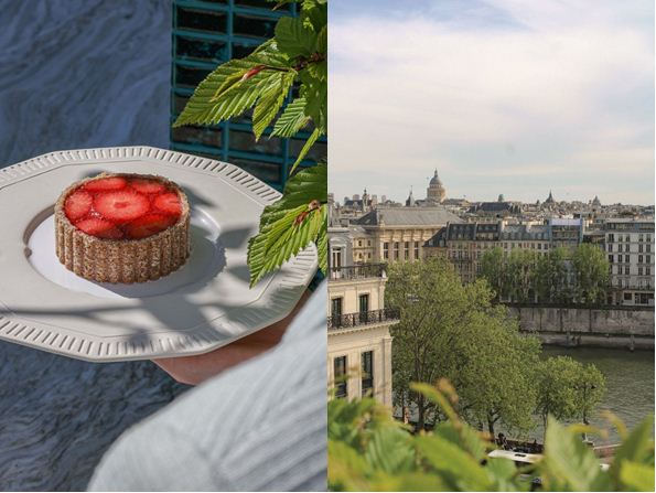 風景／草莓甜點／料理／Le Jardin／餐廳／巴黎白馬莊園／飯店／巴黎／法國