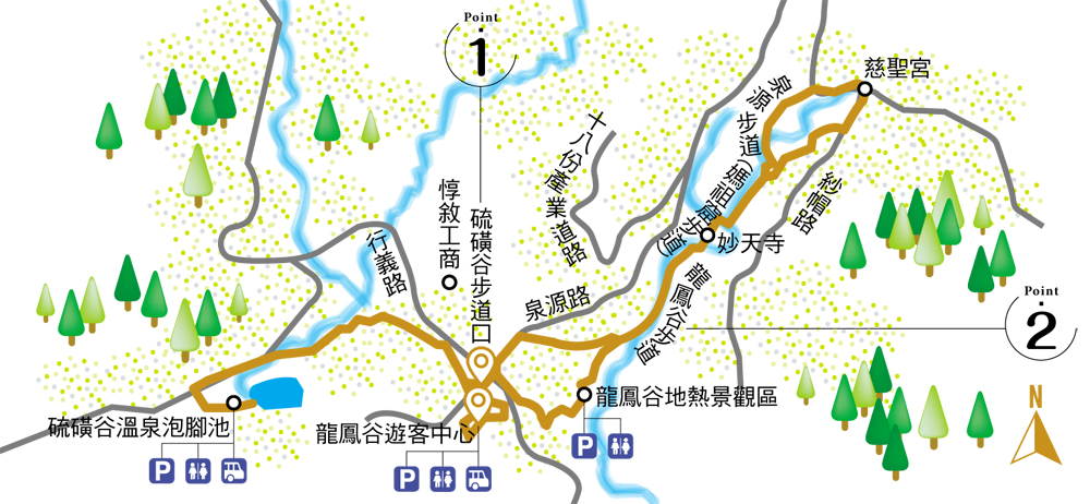 路線圖／龍鳳谷與硫碘谷步道／台北／台灣