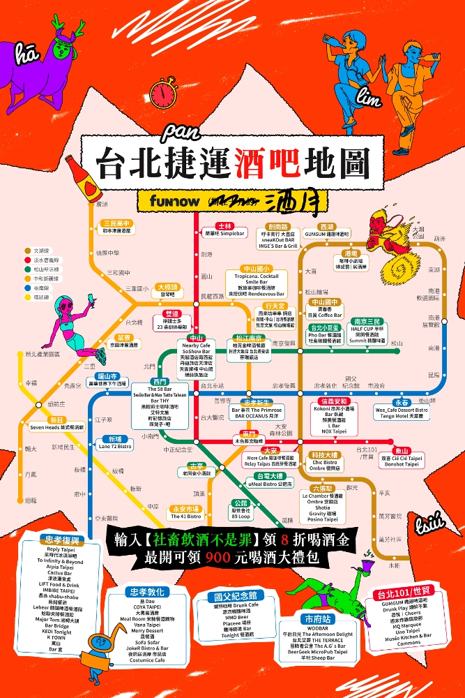 台北捷運酒吧地圖／台北／台灣