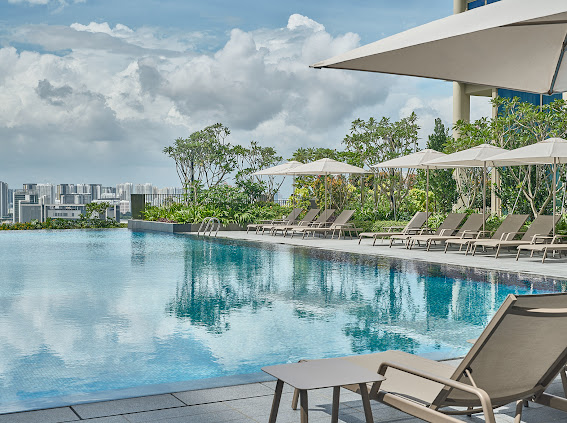 泳池／新加坡馨樂庭科學園公寓酒店／飯店／新加坡
