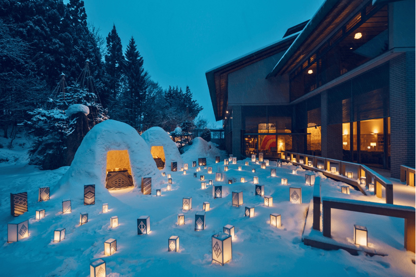 界 津輕飯店雪景。