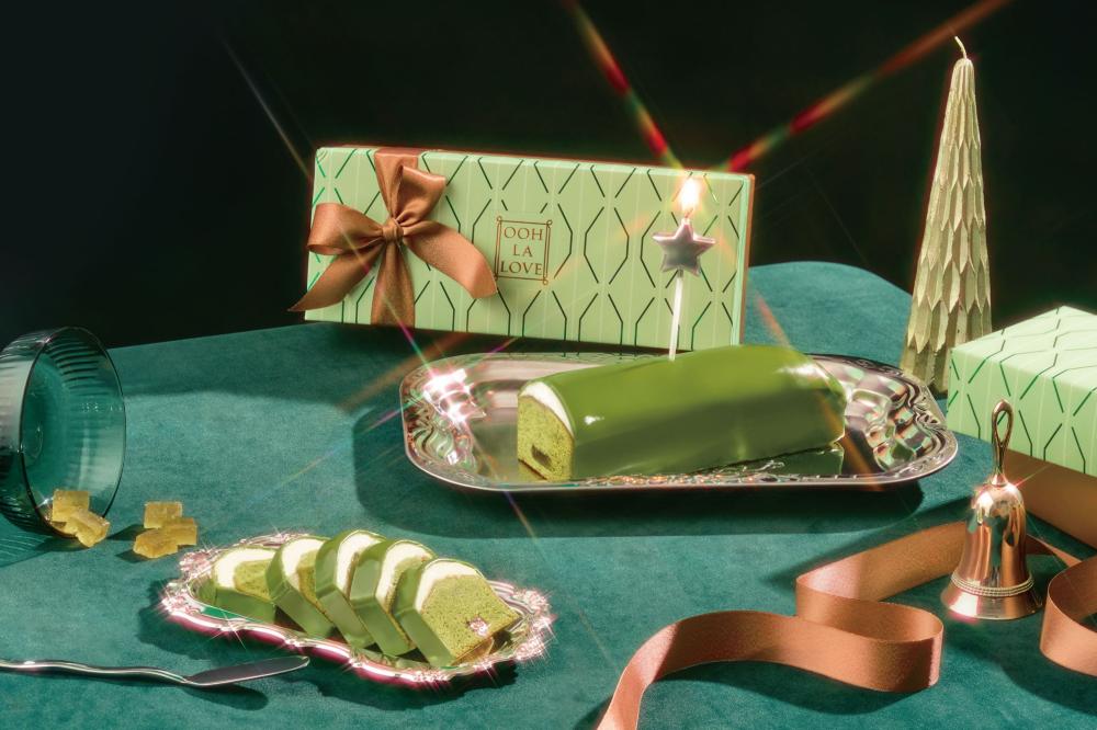 First Light初柚抹茶奶蓋蛋糕使用抹茶蛋糕、奶蓋慕斯與柚子軟糖