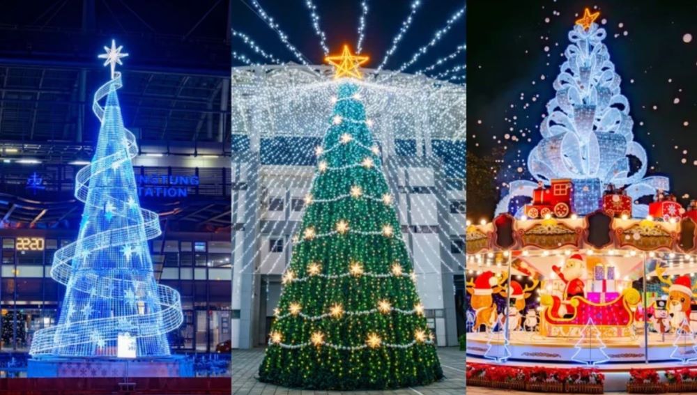 2025屏東聖誕節打造三棵不同風格聖誕樹。