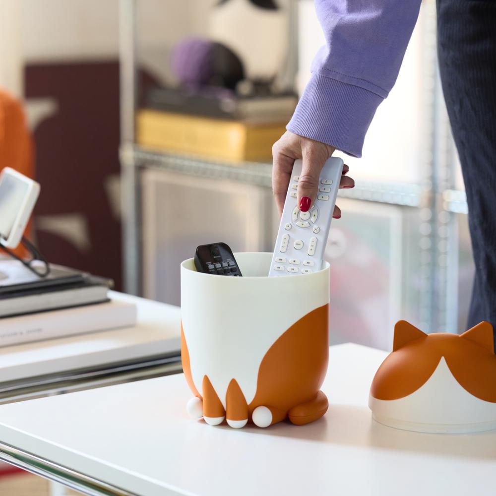 圖六：GREJSIMOJS貓咪附蓋收納罐，圓滾滾貓咪外型讓人忍不住多看兩眼，打開貓咪頭就能收納各種日