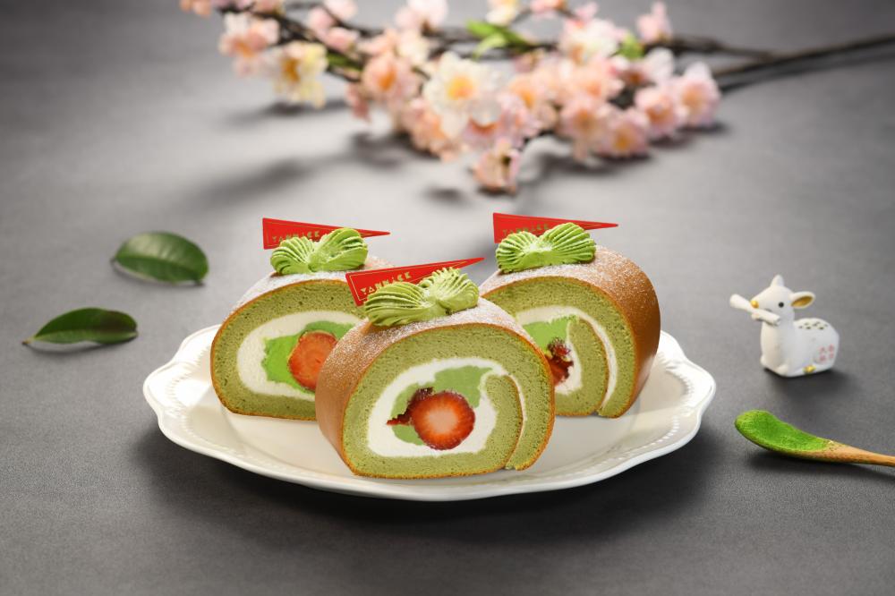 宇治抹茶鮮莓生乳捲切片