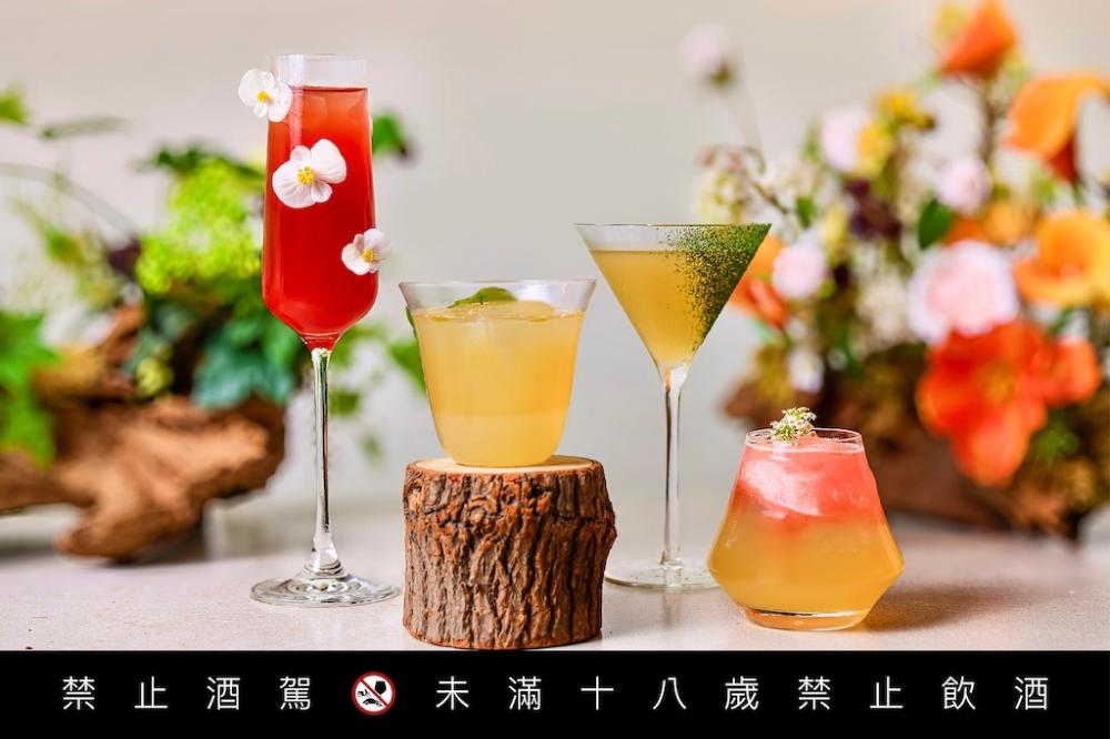 Garden Tea Reverie 花園茶境：(左到右)果實、池塘、綠地、綻放