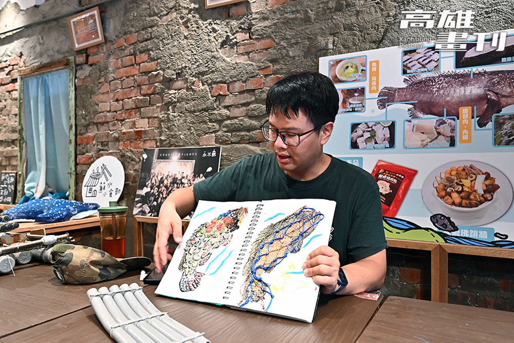 陳坤成說，新港社區已建立全魚利用的農業循環經濟，從魚內臟到魚鱗皆被賦予經濟價值。（攝影/Carter